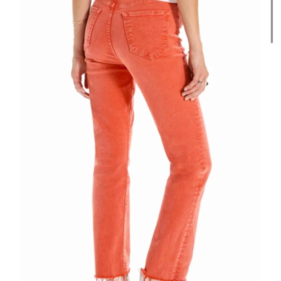 Mother The Swooner Rascal 33 / XL Red Ankle Fray Hem Come Out & Play High Rise - Picture 1 of 7